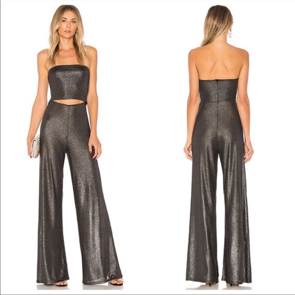 Revolve Strapless Metallic Cutout Jumpsuit